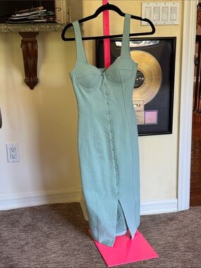 Lavish Alice Mint Green Button-Front Midi Dress size 4 worn once